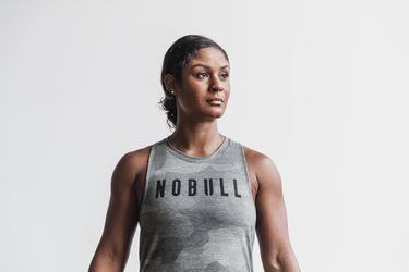 Nobull High-Neck Women's Tank Tops Grey Camo | Australia (WB7504)